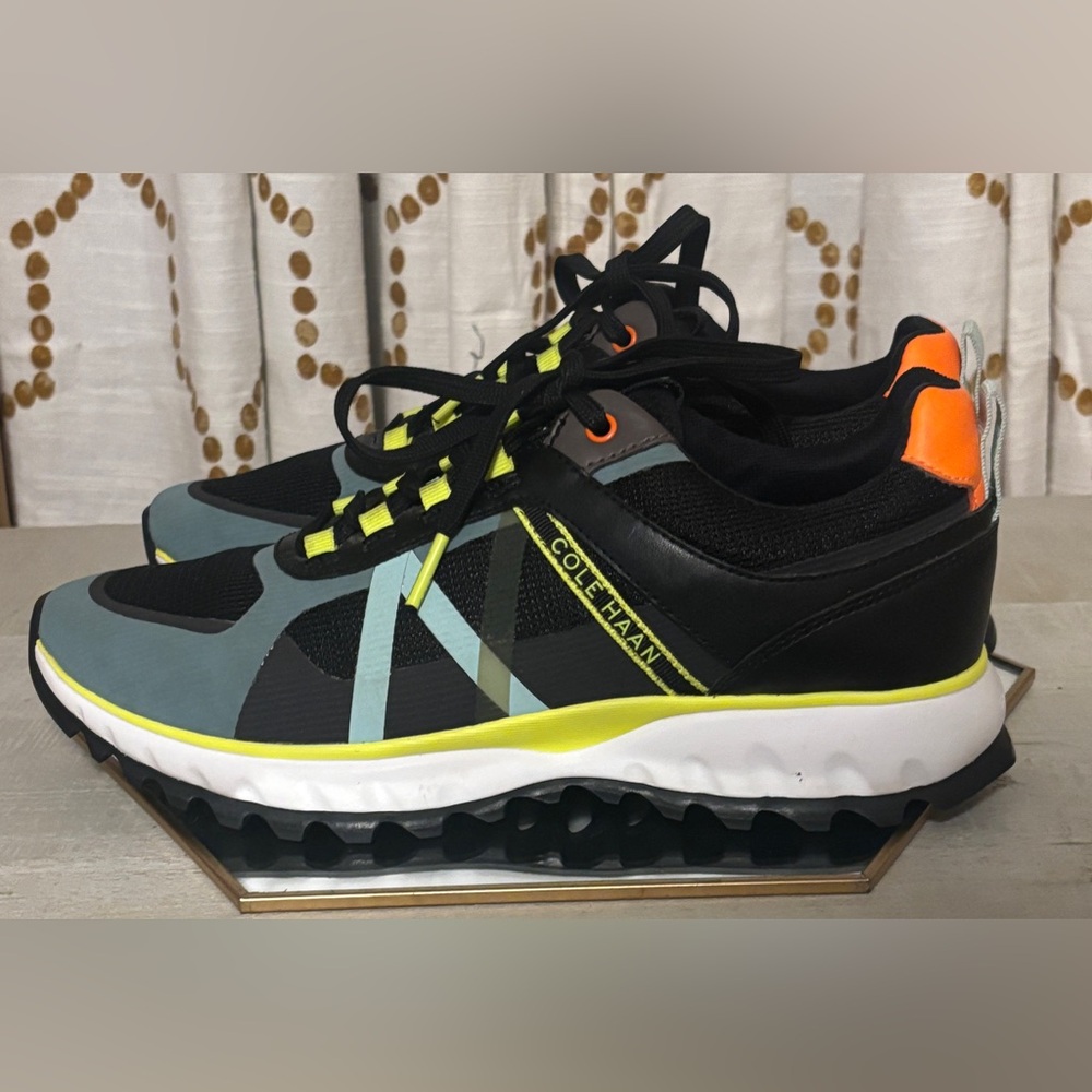 Cole Haan Black and Gray Athletic Shoes with Yellow Highlights Women's Size 7.5